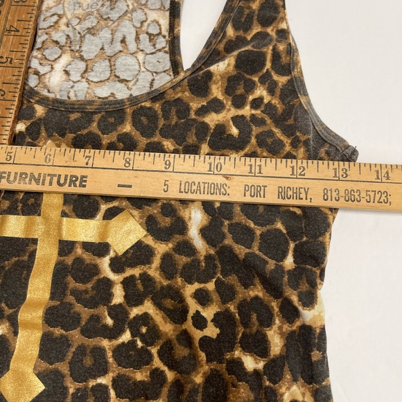 Rue 21 Junior Racer Back Tank Top Leopard Print Heretic Cross Size Large - Picture 4 of 8